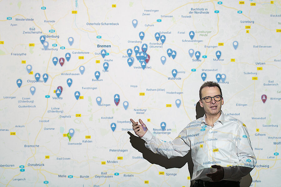 Die Messstationen des Online-Monitoring-Systems in Norddeutschland